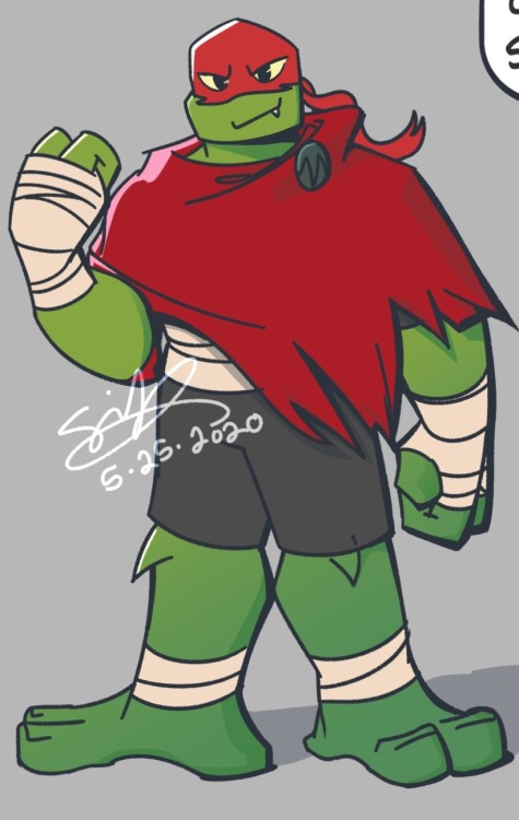 RAPH LOVING HOURS BABYEver since I saw “Pizza Puffs” I’ve loved Raph’s vigilante outfit, but I think