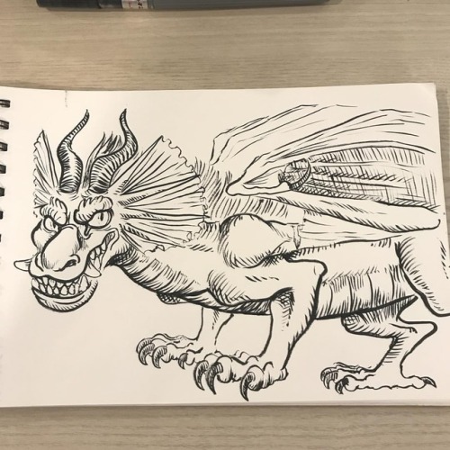 Comfort sketching. Drawing a dragon before my next gig. My inktober got put at the backseat due to w