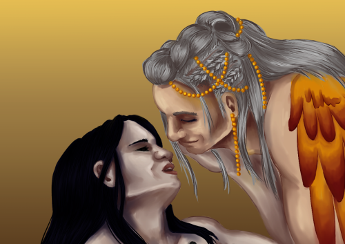 flagcaptainart: Some painting practice of @askbranwen‘s Branwen and @askthecustodes Arturia.&n