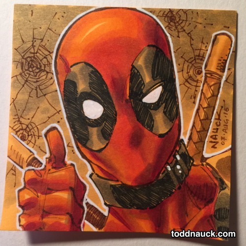 Art of Todd Nauck — Deadpool. Sepia tone Pigma Micron pens (05 & 01)