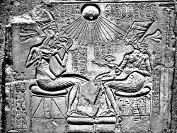 cosmos-one:  Akhenaten, Nefertiti and Three of Their Daughters, New Kingdom, Amarna Period, 18th Dynasty, c.1350 B.C.E.