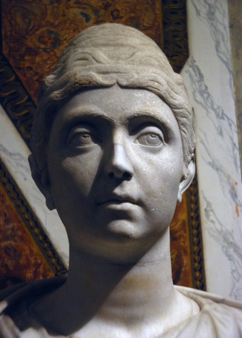 Portrait of Domitia Lucilla, mother of Marcus Aurelius. II century AD. Pentelic marble. H. of the he
