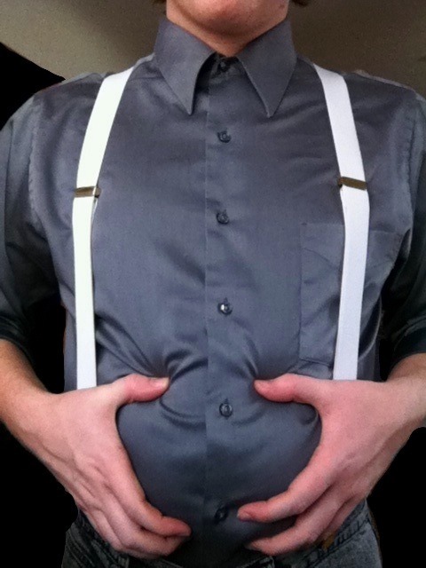 smalltownchub:  Having some fun in a dress shirt. Got a little dressed up for my