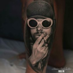 tattoosnob:  Kurt Cobain tattoo by @thomascarlijarlier