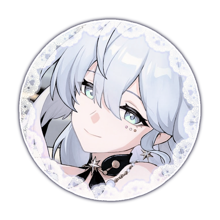icon of robin from honkai star rail with a white lace border