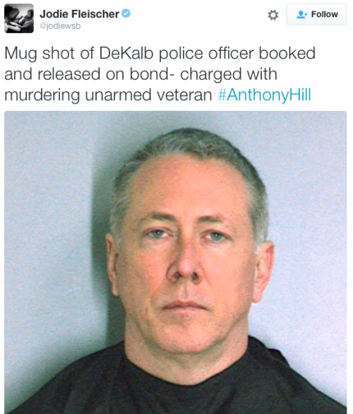 micdotcom:  Georgia police officer who killed Anthony Hill indicted for murder Officer Robert Olsen will face murder charges for the March shooting death of Anthony Hill. The announcement came Thursday after a DeKalb County, Georgia, grand jury agreed