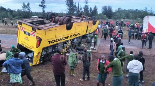 School Bus Overturns with 60 Kids on Board
