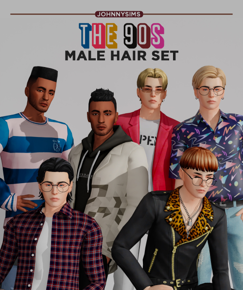 johnnysimmer:The 90s Male Hair SetHere’s my first set! This is a set of hairs for your male simmies 