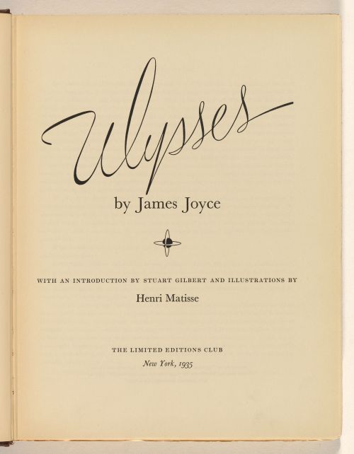 Cover and title page of James Joyce’s Ulysses, with illustrations by Henri Matisse. Published in 193