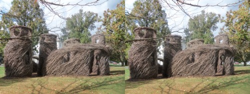 “Stickwork” art by Patrick Dougherty at Wilson College Cross your eyes a little to see these photos 