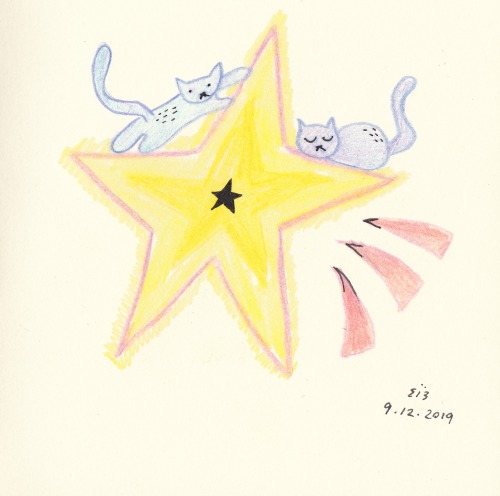 artdiary:day 4! 9th december, 2019. the twin cats who live on a star.
