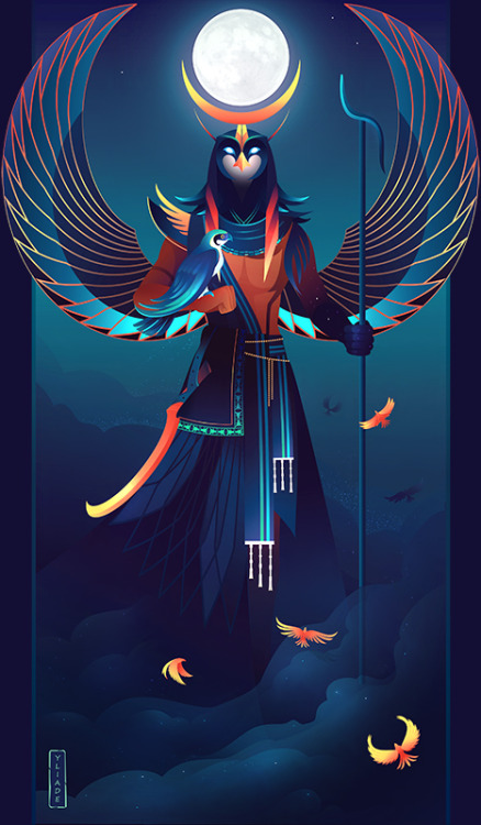 Oracle card game project about the Egyptian Gods &amp; Godesses / Drawn by me on Adobe Ilustrato