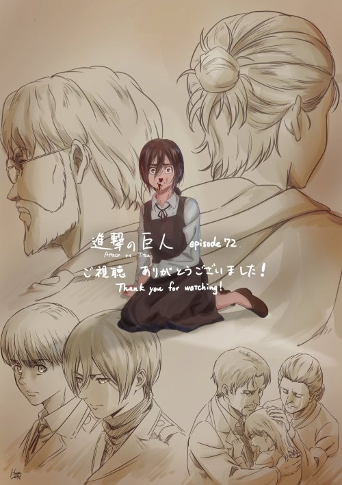SnK Season 4 Episode 13 Ending Illustration by Hone HoneThe ending illustration for Shingeki no Kyoj