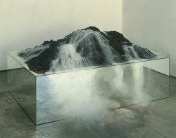 unbreaked:  uncorpse:  arpeggia:  Sam Durant - What’s Underneath Must Be Released and Examined to Be Understood, 1998, mirrors, earth, fog machine, and mixed media, 32” x 44.5” x 64.5”   hi, pale blog here  glow me