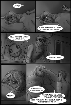 kief-desh:  pigdemonart:  Retirement: Part 6[1] [2] [3] [4] [5]—-Here’s the another part of the old Junkers comic, also known as Let Sleeping Pigs Lie. Jamie’s glasses make a surprise appearance and the fact that they’re not in pieces is even