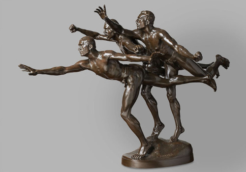 ganymedesrocks:  Alfred Boucher (1850 - 1934), can be qualified as an academic artist inspired by mythological and biblical themes, which he interpreted with a very contemporary approach,  This is certainly true with his sculpture «Au but». Boucher