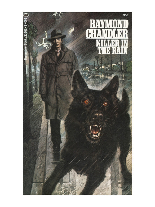 Tom Adams, book cover illustration for Raymond Chandler paperback series, 1975-77.  Ballantine Books