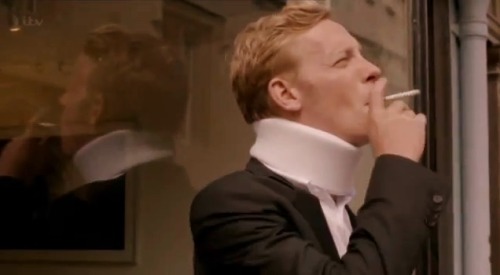 milesaway7:  James smoking in Down Among the Fearful. (They left this scene out of the DVD vers