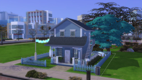 Yo listen up here’s a two-story little house in a Sims world. As you can see it’s blue inside and ou