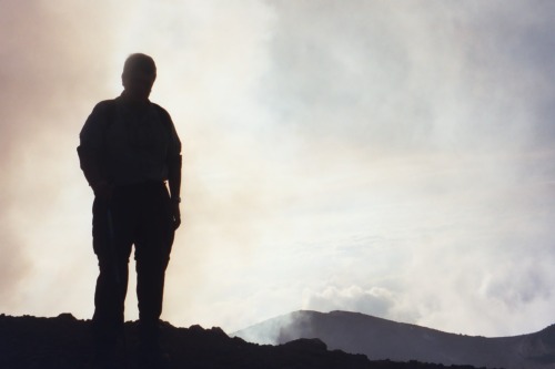 Me Standing on the Rim Looking Into the Crater, Volcan Pacaya, Guatemala, 2000. The periodically act