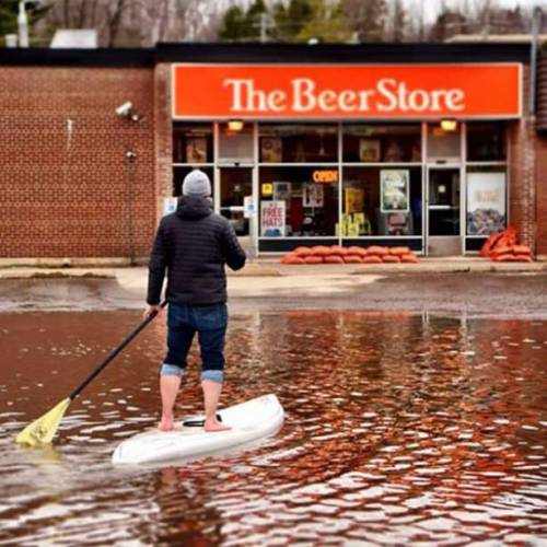 Ya… in Canada… The Beer Store is a holy place… no mere flooding will stop us.