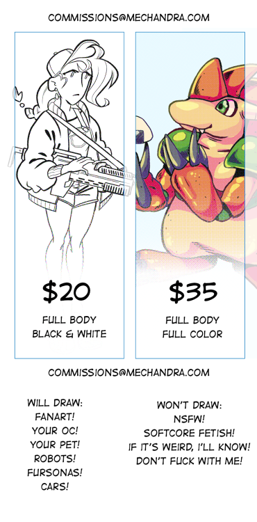 mechandra:AAAAA I’m doing commissions again!If you like my work and want to support me please consid