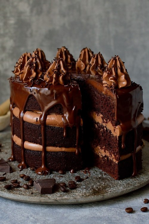 fullcravings:Chocolate Coffee Cardamom Layer Cake