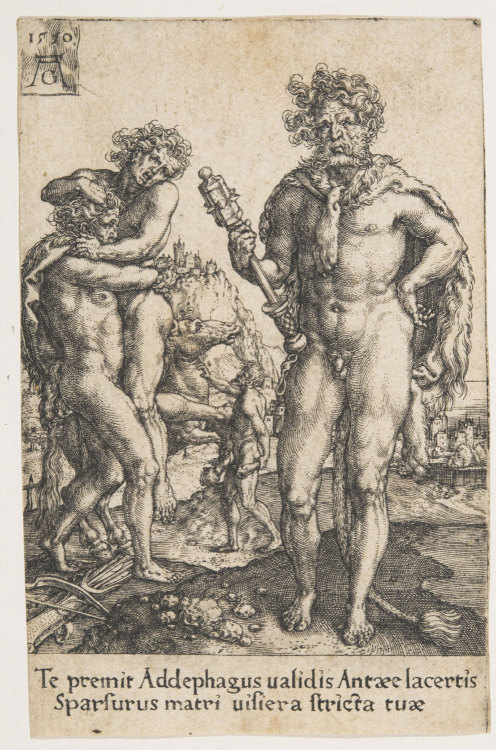 centuriespast:Hercules Squeezing Antaeus to DeathHeinrich Aldegrever, German, 1502 - 1555/1561Made i