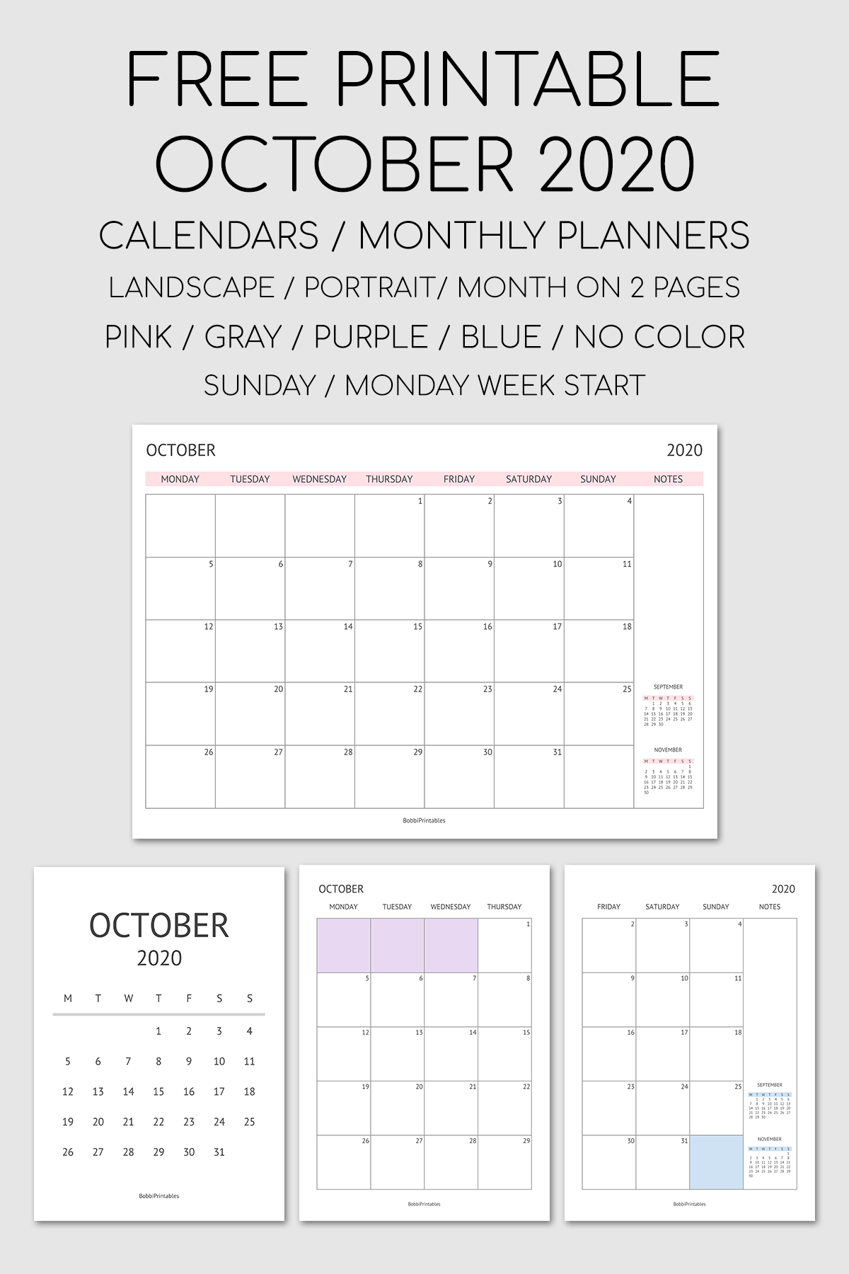 39+ Calendar Free Printable October 2020 Pics