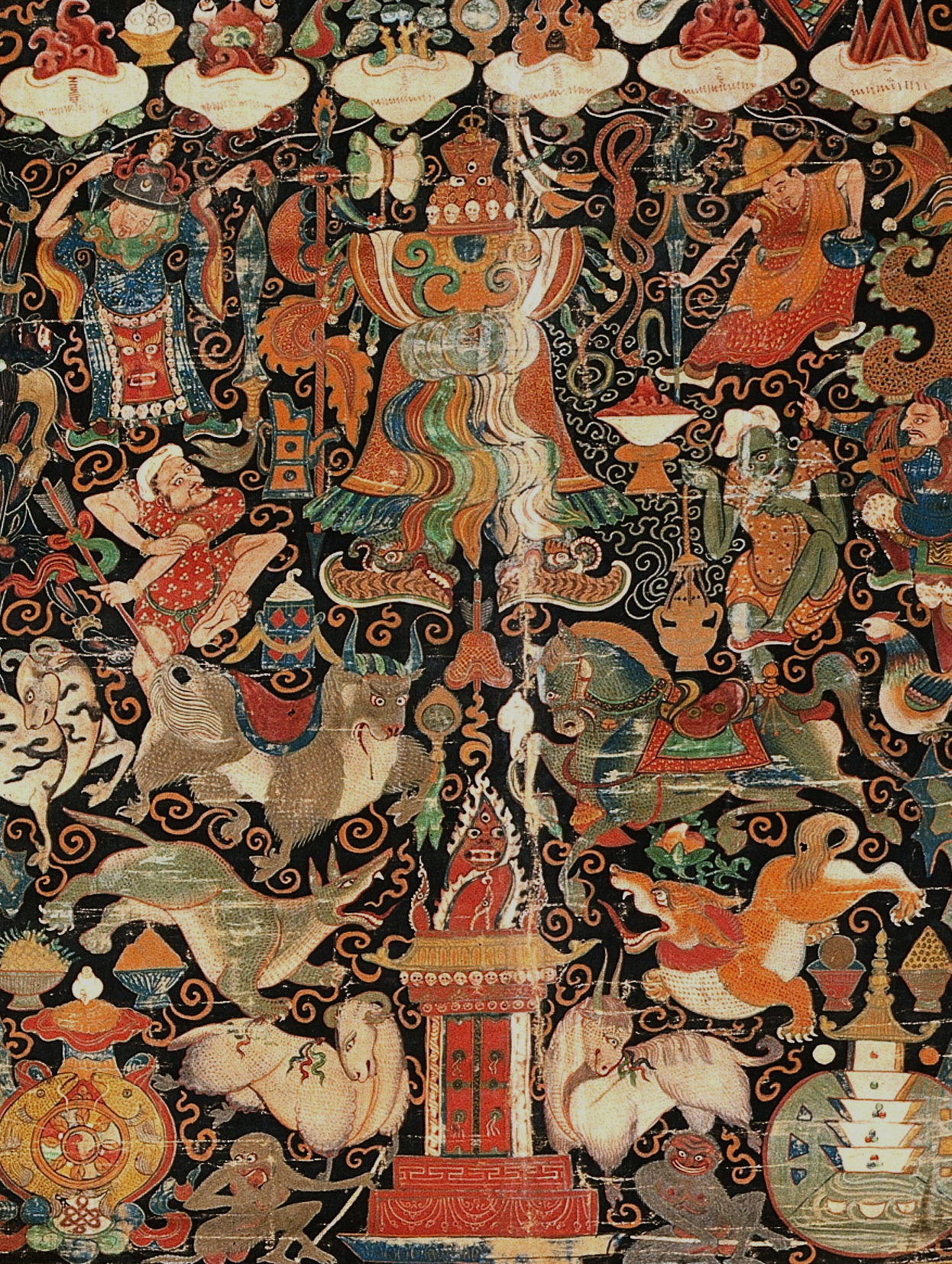 magictransistor:  Tantric Banners. Yama Dharmaraja, Las-Mkhan Putra Min Srin, Vajrabhairava,