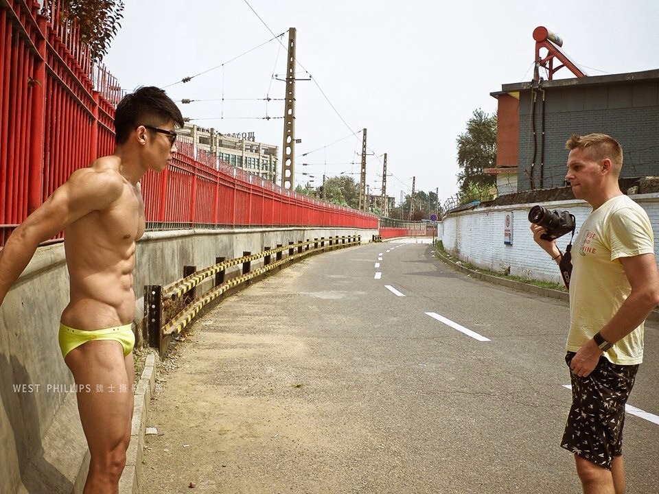bbbtm13:  Hot guys in sexy trunks on the street, by West Phillips  Reblog &amp;