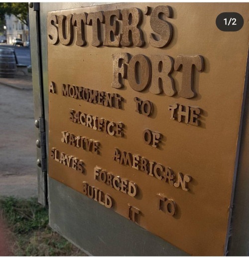 Vandalized statue of slave owning pedophile John Sutter in Sacramento, California. Sutter was a busi