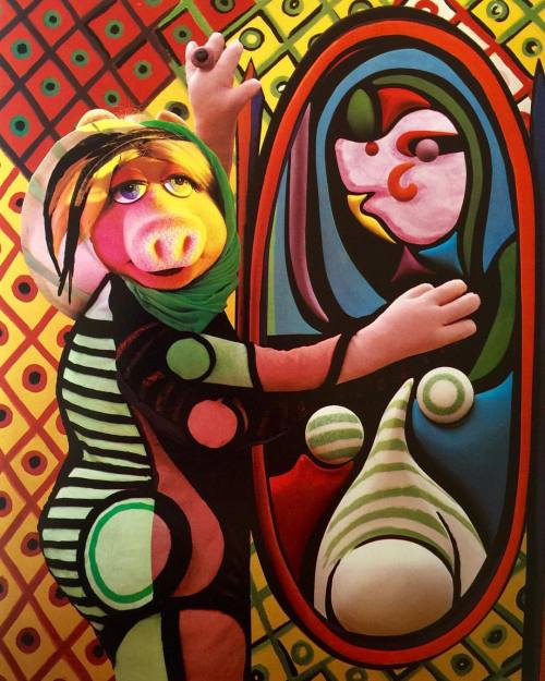 pressworksonpaperblog:  picasso, “pig before a mirror”, from “miss piggy’s t