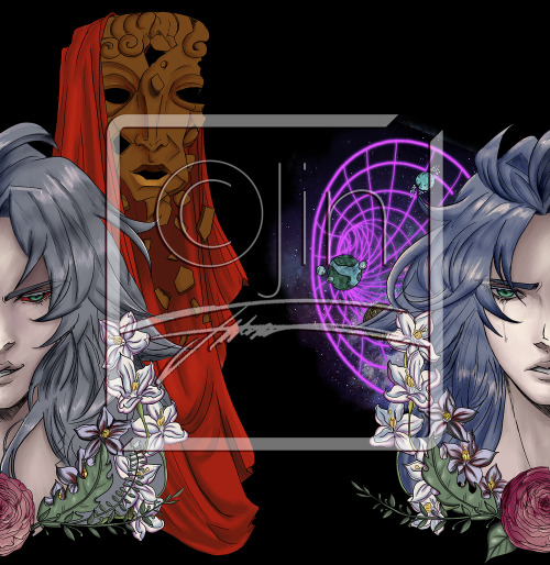 look-a-draw:Some months ago I decided to make these headbusts with flowers and some symbols (either 
