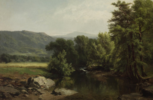 Hudson River LandscapeJames McDougal Hart (American, 1828–1901)Oil on canvas, 41.4 x 61.3 cm, 1858.T