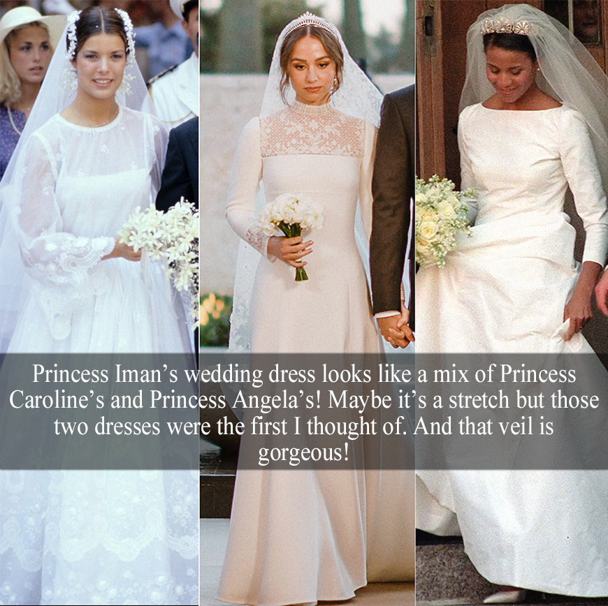 “Princess Iman’s wedding dress looks like a mix of... | Royal-Confessions