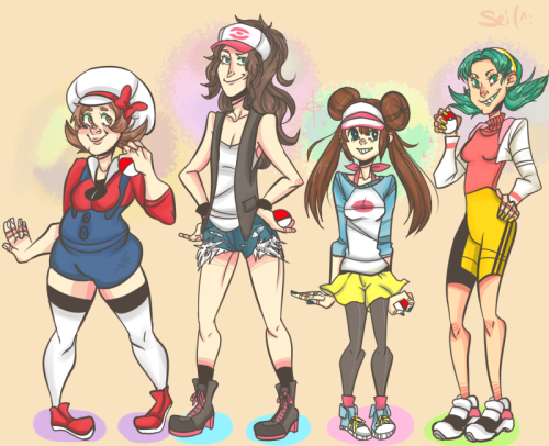 pizzeta:  pokemon ladies headcanons in honor of the new games i probably won’t buy any soon ´<_`;;