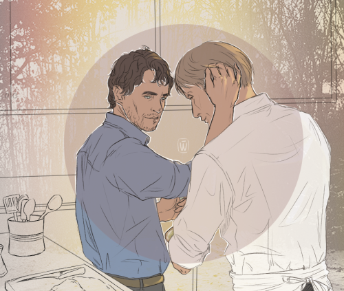 whylet:  Imagine Will, who takes away unruly forelock Hannibal while he cooksi’m very bad in English, yes :”D