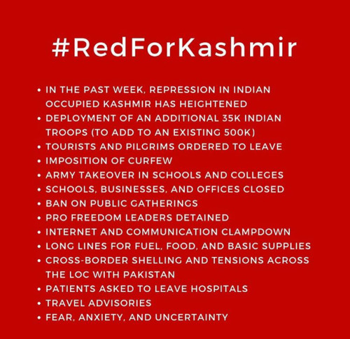lovgalore: #REDFORKASHMIR Please, please show your support for Kashmir. Keep Kashmir in your thought