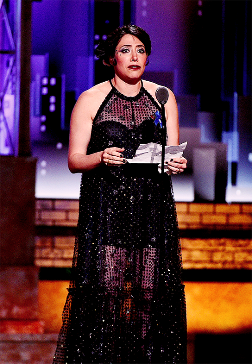 Rachel Chavkin accepts the Best Direction of a Musical award for Hadestown onstage during the 2019 T