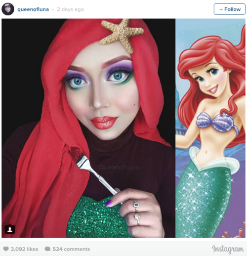 sizvideos: Malaysian makeup artist uses her hijab to turn herself into actual Disney princesses