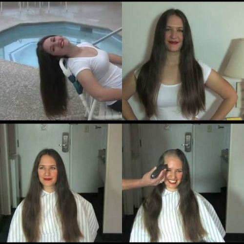 buzzitoff: All her long lovely luscious luxuriant locks buzzed and shaved down to nothing….