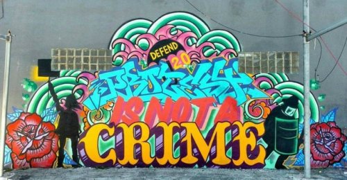 “Defend J20! Protest is not a crime”Solidarity mural for the many comrades facing various charges fo
