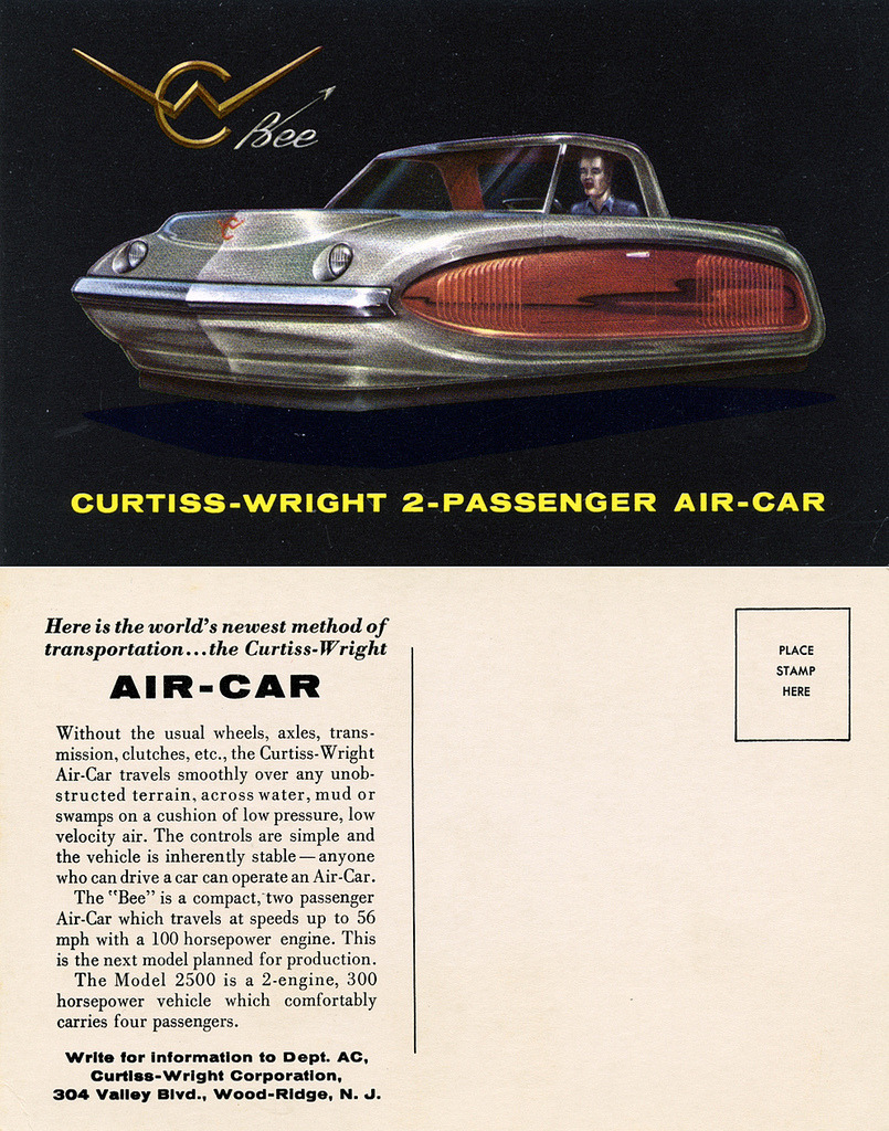 atomic-flash:  It’s a hover car: Curtiss-Wright Bee, Two Passenger Air-Car, 1959