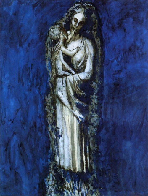 Pablo Picasso — Madonna with Garland,  1904.  Painting: oil on canvas, 63 x 48 cm. Private collectio