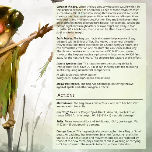 The Bog Hag – Small fey, chaotic neutralThe strange truth is that parents love bog hags. The m