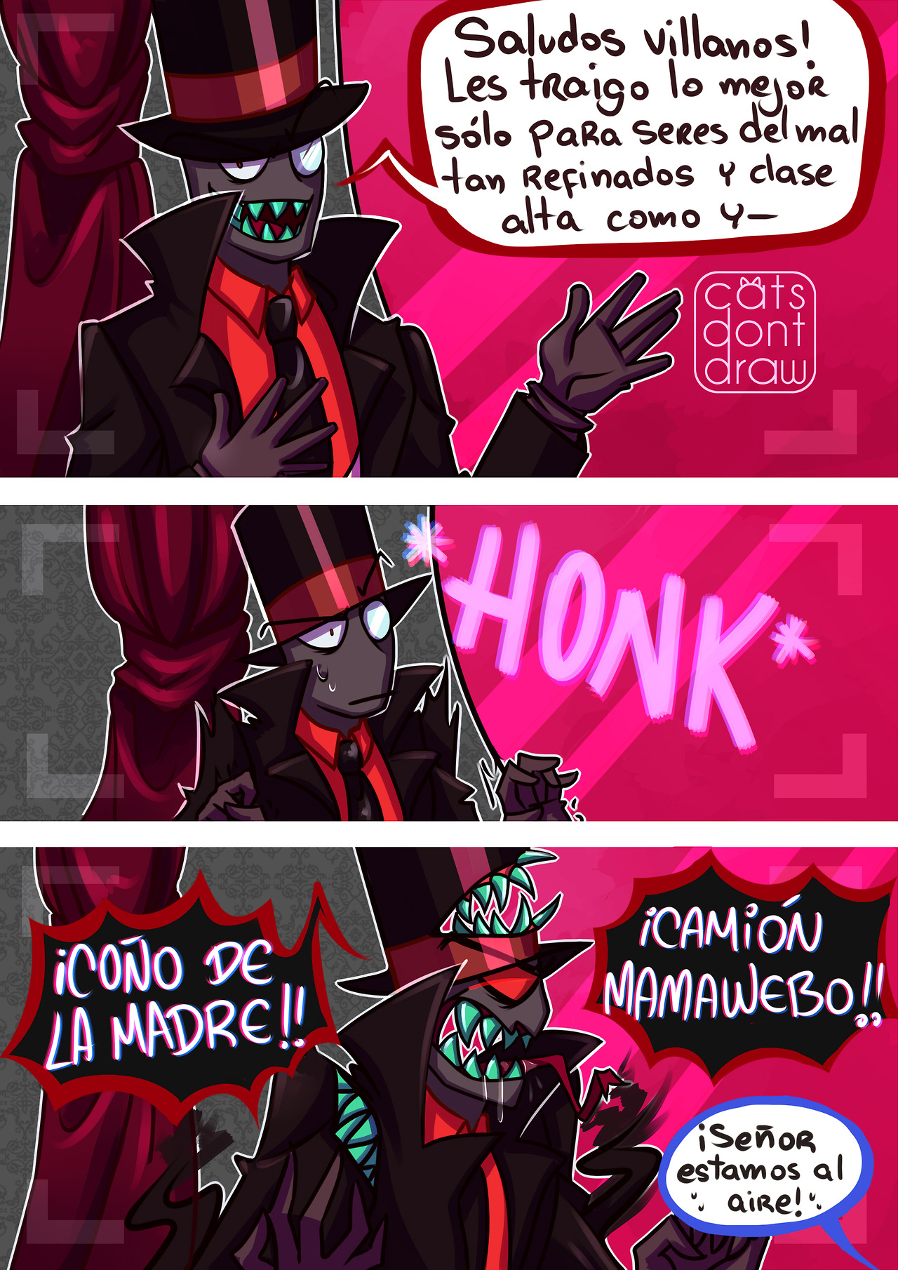 cats-dont-draw:  Black Hat and his bloopers in both English and Spanish!! :DcMy headcanon
