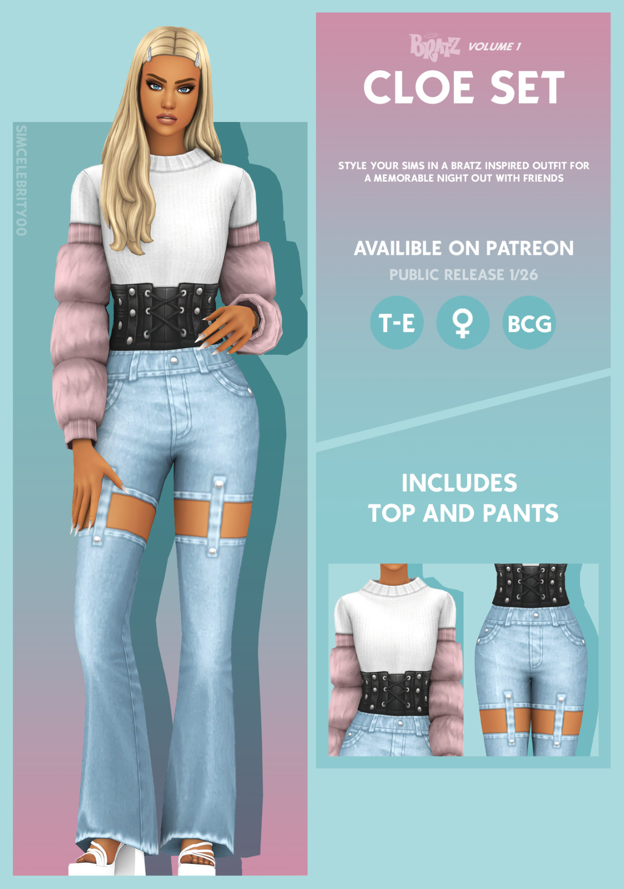 simcelebrity00:Cloe Set Vol. 1This BRATZ inspired set Includes top and ...