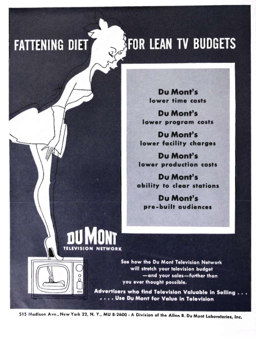 “Fattening diet for lean TV budgets: Du Mont’s lower time costs, lower program costs&hellip;pre-buil