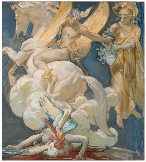 Sketch for Perseus on Pegasus Slaying Medusa.(1922-24).Oil and graphite on Canvas.71.12 x 65.72 cm.A